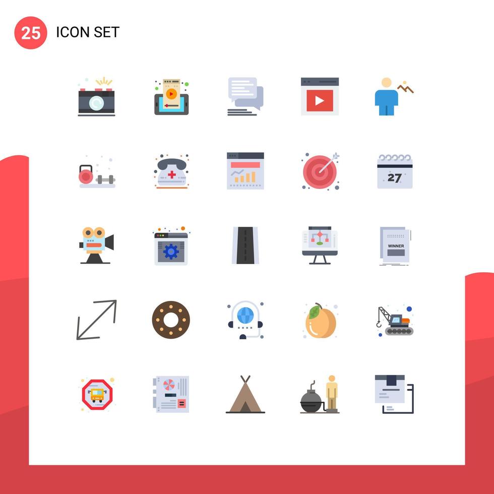 paquete de 25 signos y símbolos de colores planos modernos para medios de impresión web, como elementos de diseño de vectores editables de comunicación de celda de contenido de usuario sms