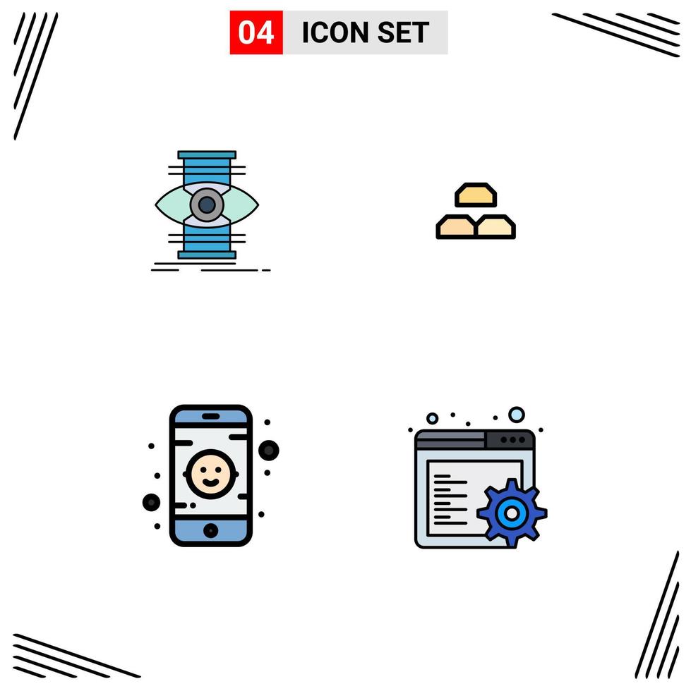 4 Filledline Flat Color concept for Websites Mobile and Apps eye baby optimize gold toy Editable Vector Design Elements