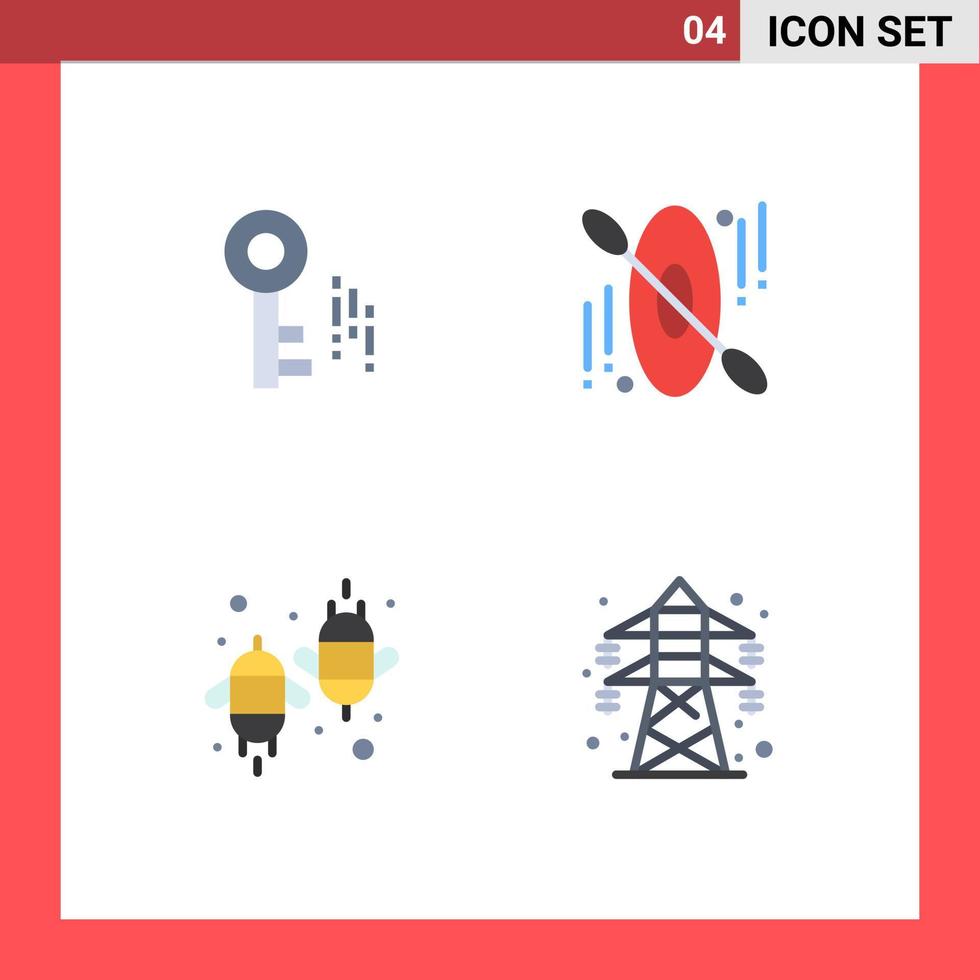 4 Universal Flat Icon Signs Symbols of internet ecology canoe agriculture electrical Editable Vector Design Elements