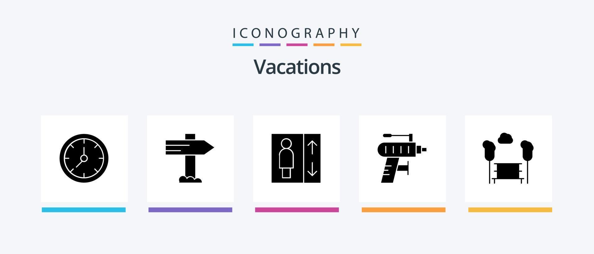 Vacations Glyph 5 Icon Pack Including drilling. perforator . pointer. drill . lift. Creative Icons Design vector