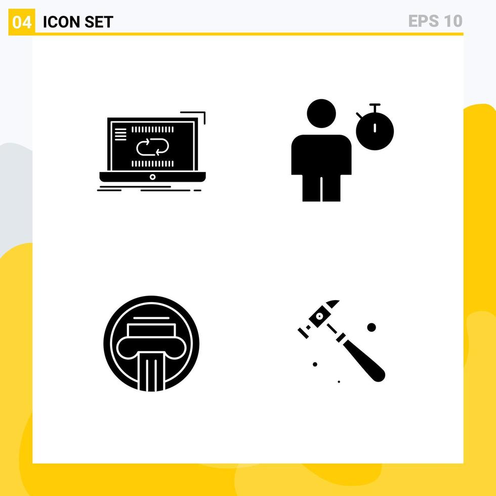 Set of Commercial Solid Glyphs pack for communication timer sync body architecture Editable Vector Design Elements
