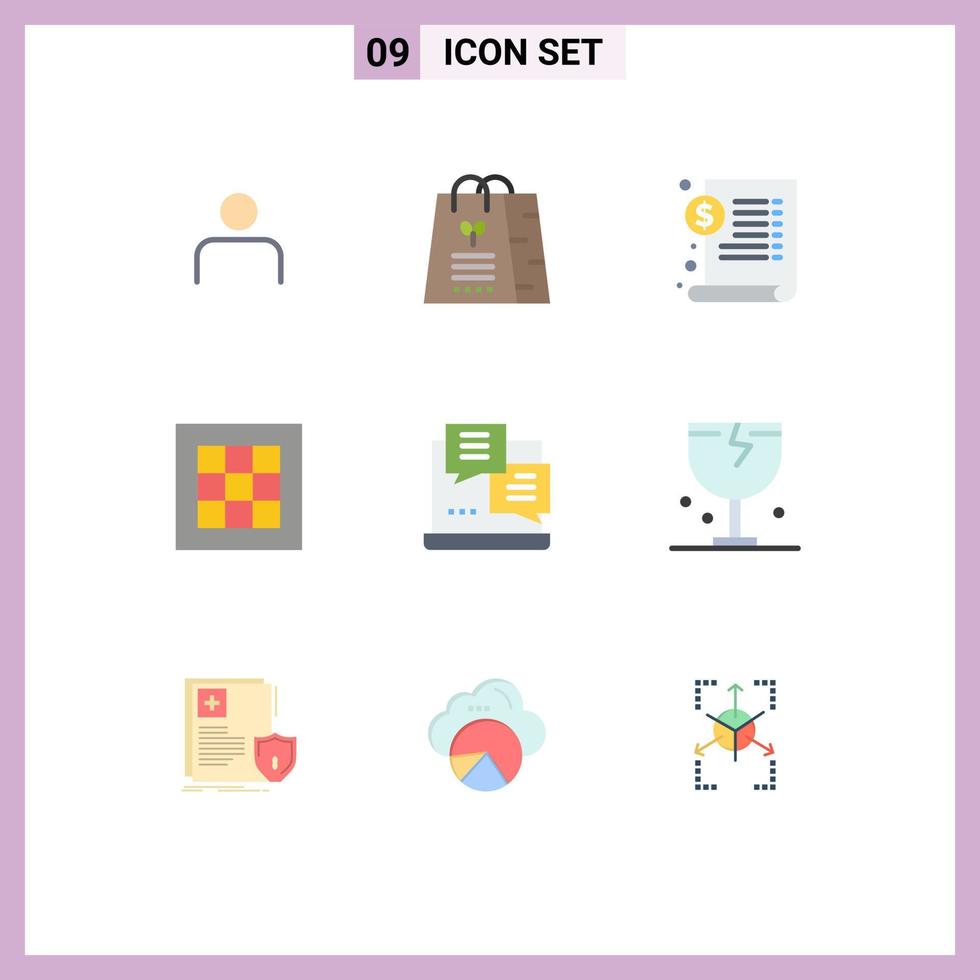 Universal Icon Symbols Group of 9 Modern Flat Colors of software drawing shopping graph dollar Editable Vector Design Elements