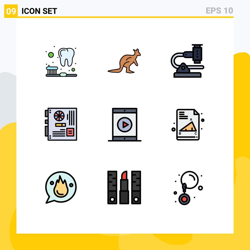Universal Icon Symbols Group of 9 Modern Filledline Flat Colors of mother main trave computer microscope Editable Vector Design Elements