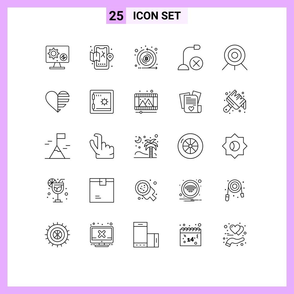 Pack of 25 creative Lines of gadget computers life token cryptocurrency Editable Vector Design Elements