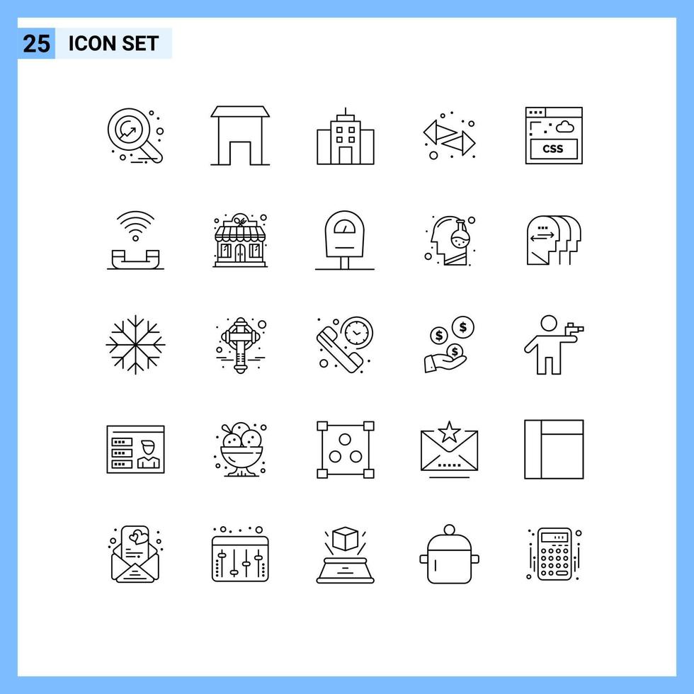 Universal Icon Symbols Group of 25 Modern Lines of sheet right building left arrows Editable Vector Design Elements