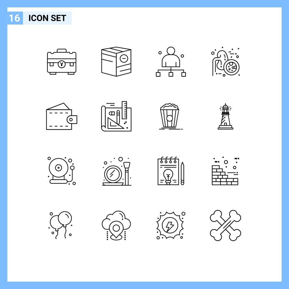 16 Universal Outlines Set for Web and Mobile Applications ureters lungs disease minus head chief Editable Vector Design Elements