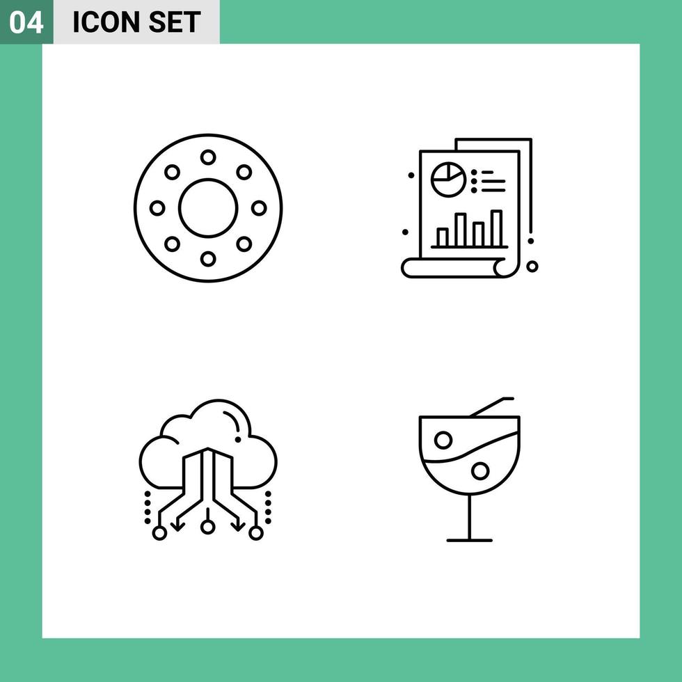 Set of 4 Modern UI Icons Symbols Signs for donut share medical graph online Editable Vector Design Elements