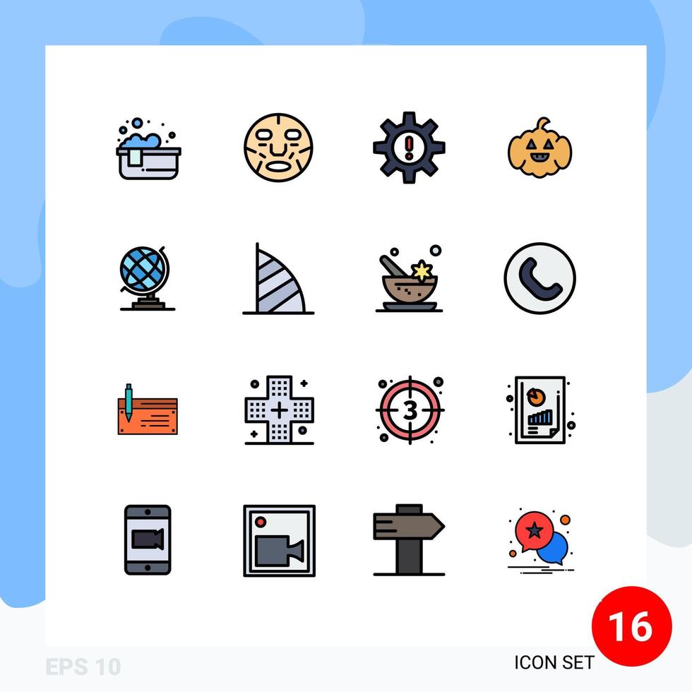 Set of 16 Modern UI Icons Symbols Signs for earth american wellness pumkin resources Editable Creative Vector Design Elements