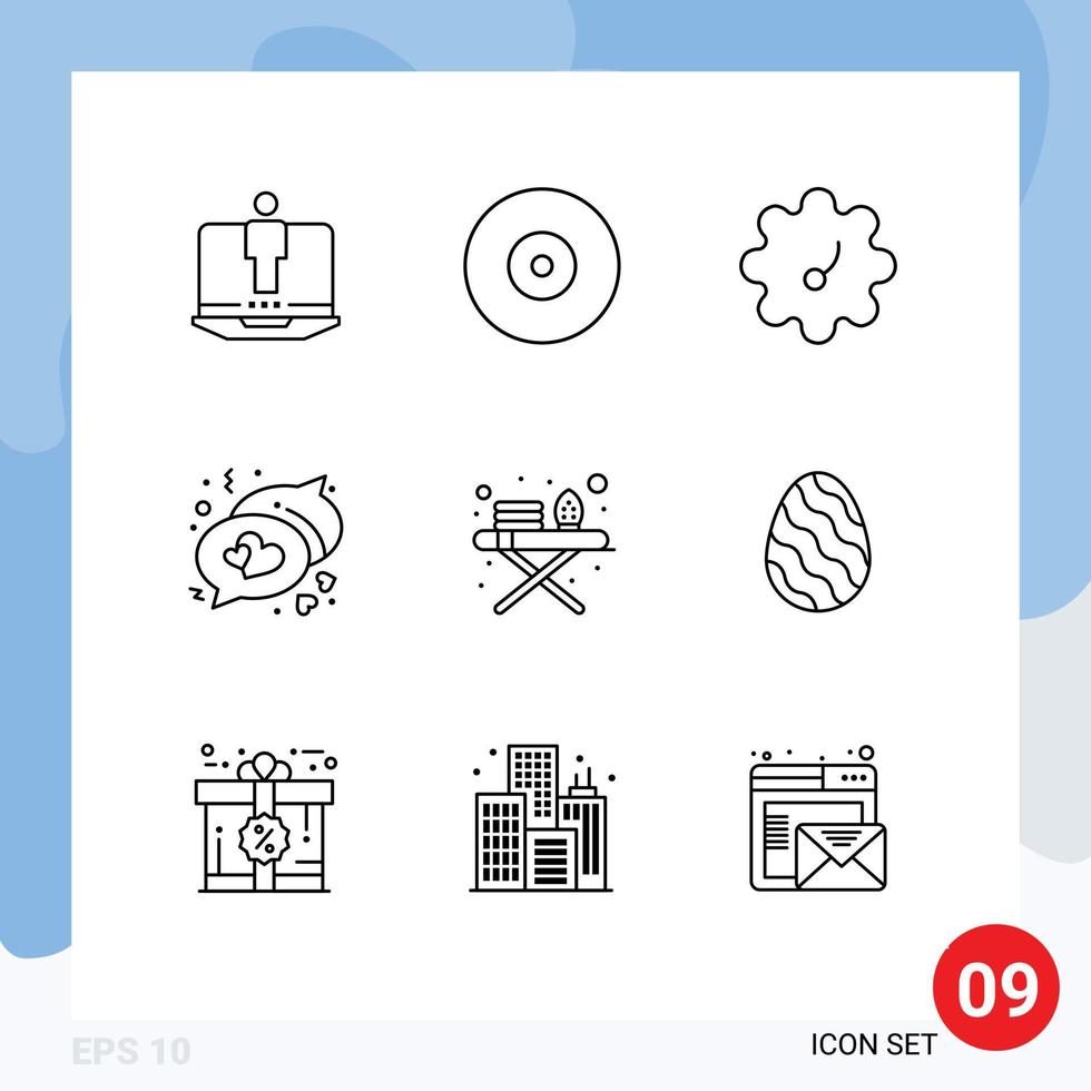 9 Outline concept for Websites Mobile and Apps easter ironing tools patterson ironing stand messages Editable Vector Design Elements