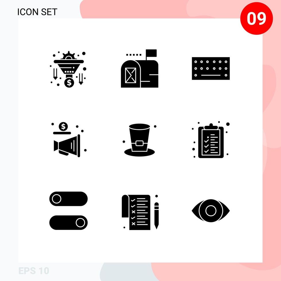 conjunto de 9 iconos de interfaz de usuario modernos símbolos signos para cerveza bebida teclado vidrio promover elementos de diseño vectorial editables vector