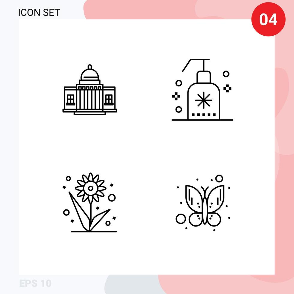 Universal Icon Symbols Group of 4 Modern Filledline Flat Colors of whtiehouse soap house place farming Editable Vector Design Elements