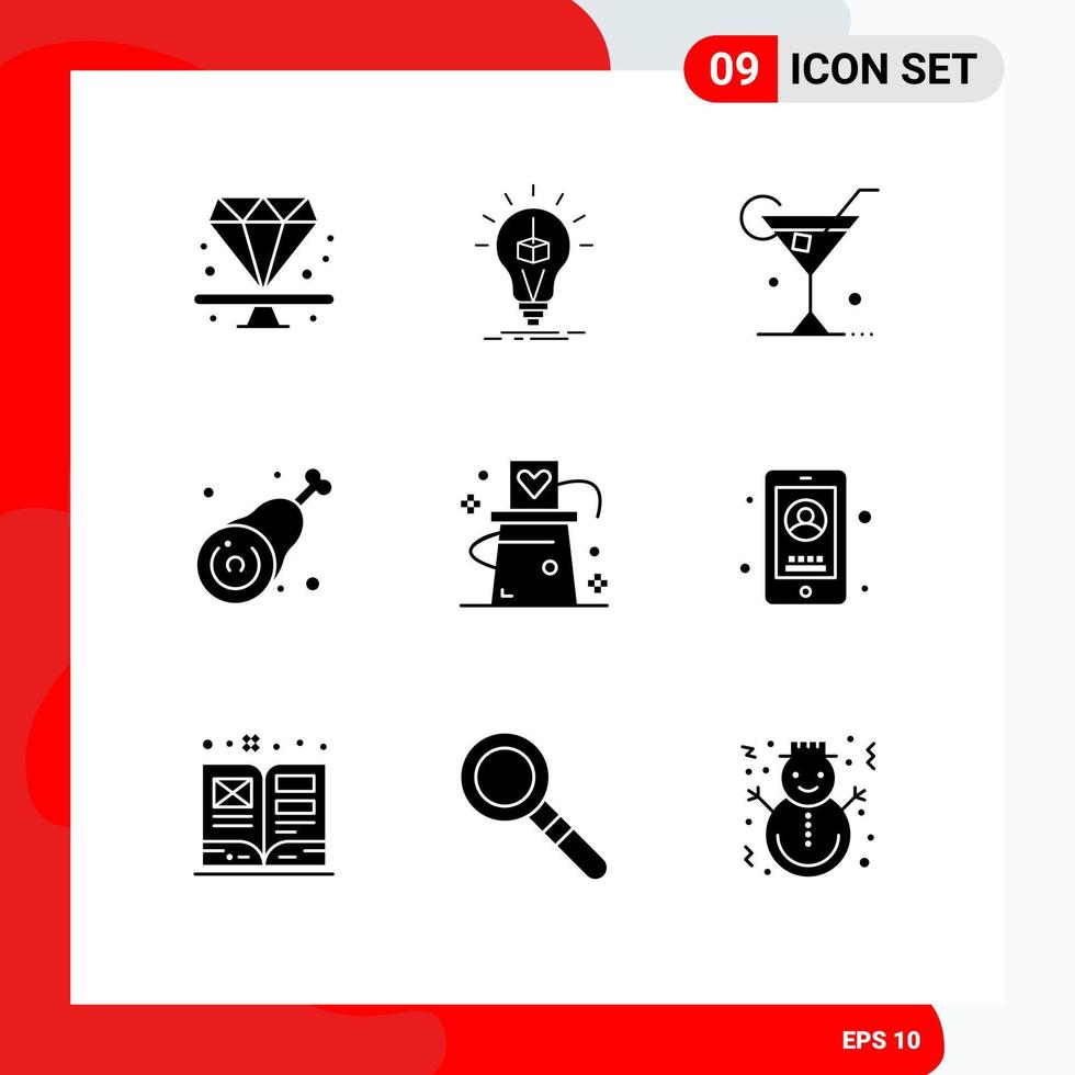 9 Creative Icons Modern Signs and Symbols of meat chicken box bone spring Editable Vector Design Elements