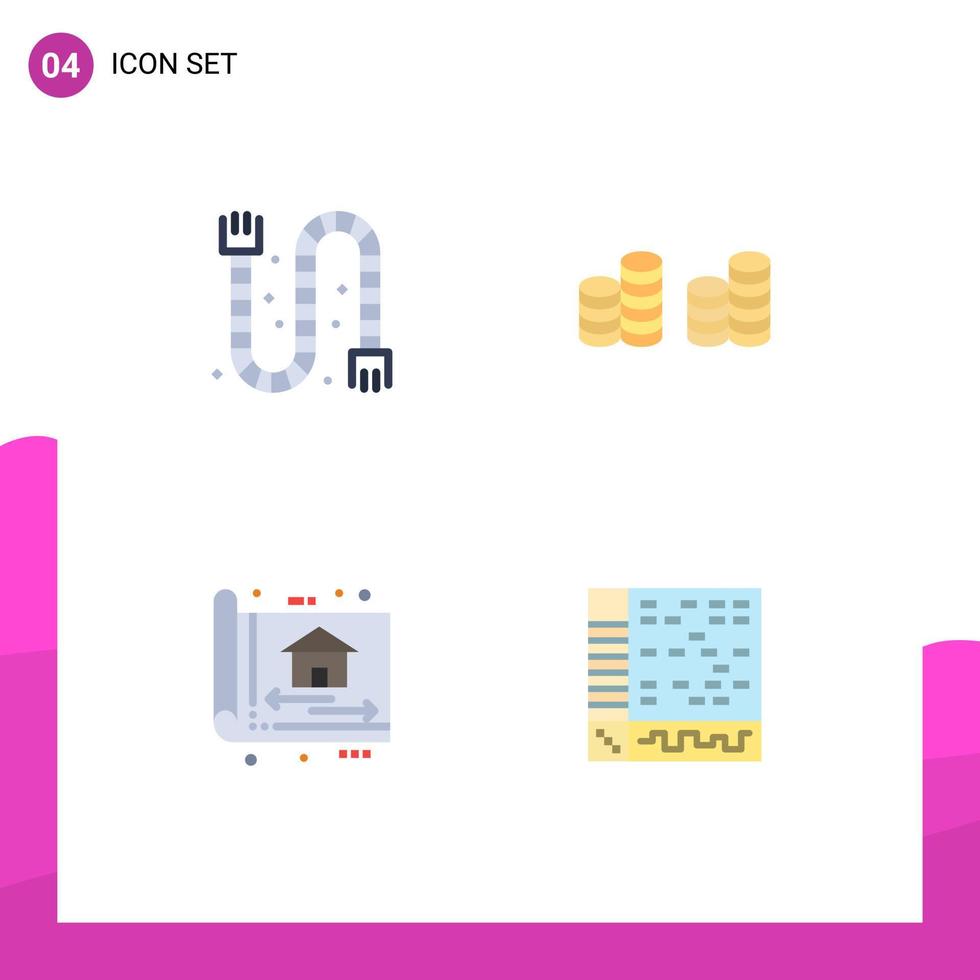 Editable Vector Line Pack of 4 Simple Flat Icons of construction build pipe money design Editable Vector Design Elements