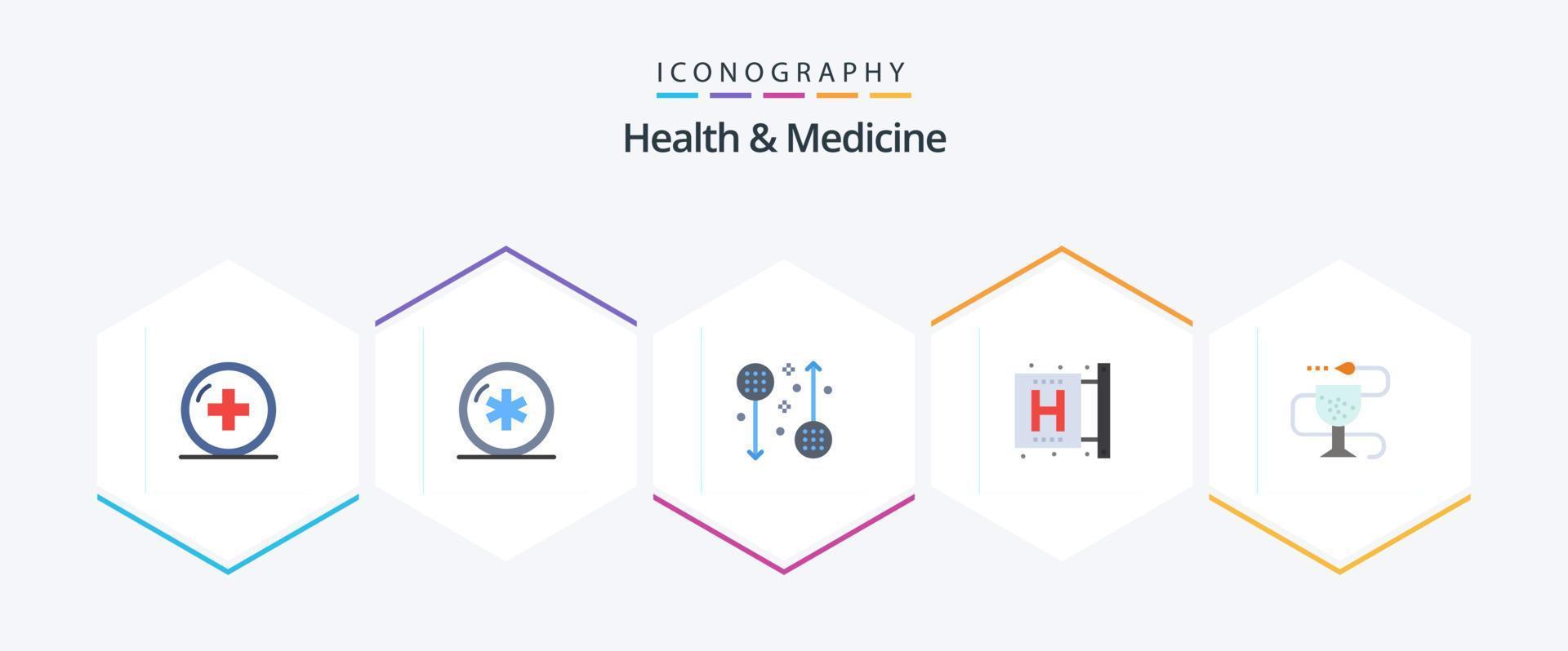 salud y medicina 25 paquete de iconos planos que incluye fitness. centro. médico. masculino. aptitud física vector