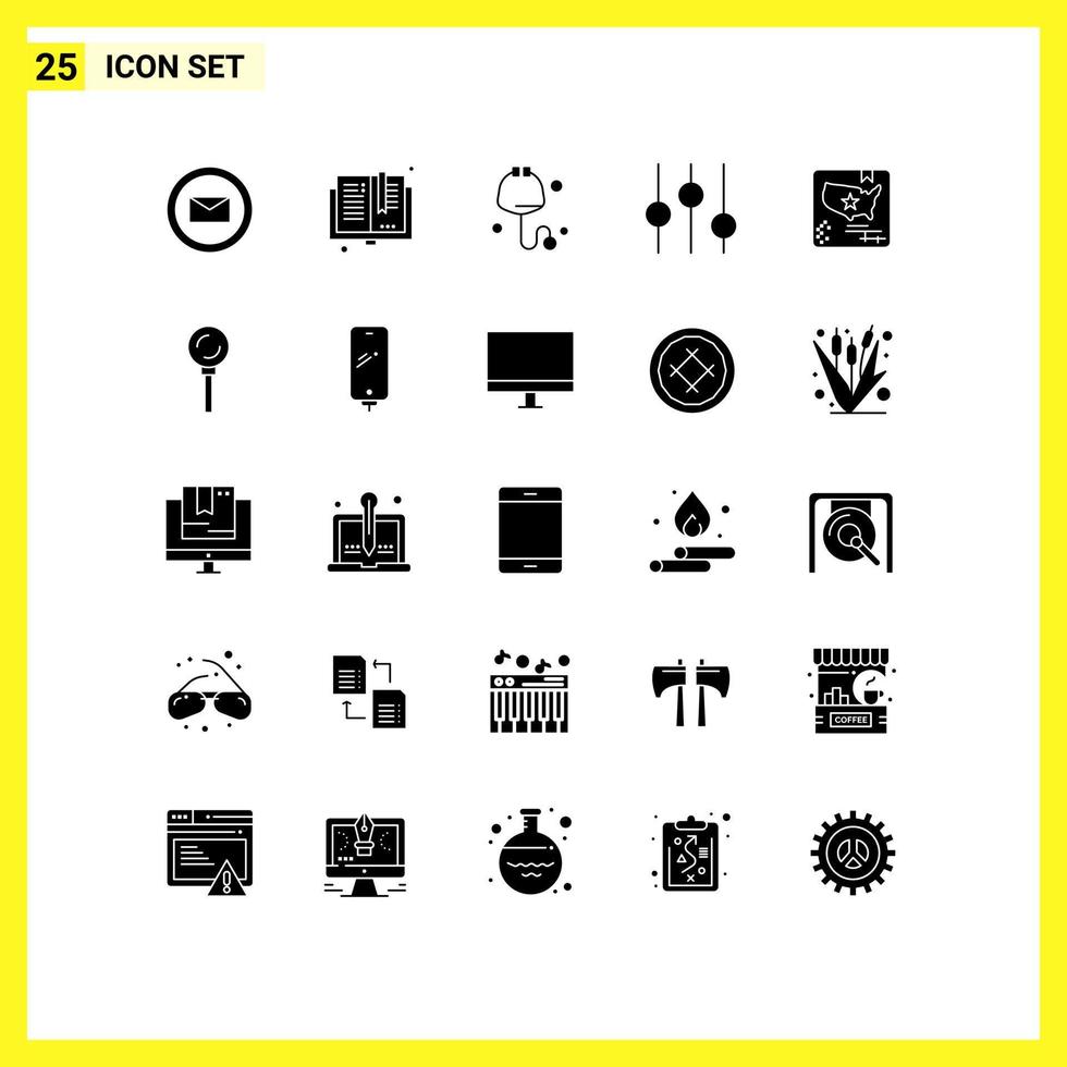 25 iconos creativos, signos y símbolos modernos de la bandera mundial, compruebe las opciones americanas, elementos de diseño vectorial editables vector