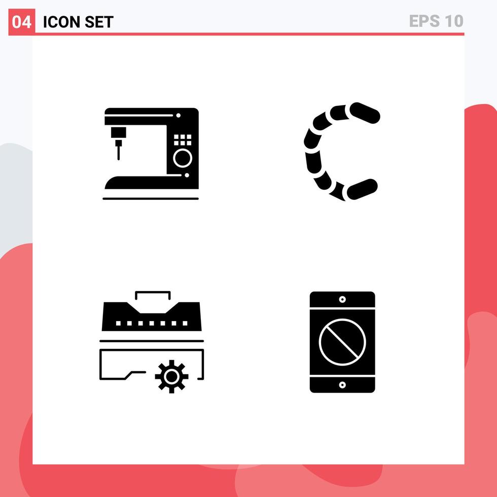 User Interface Pack of 4 Basic Solid Glyphs of coffee set machine crypto tools Editable Vector Design Elements
