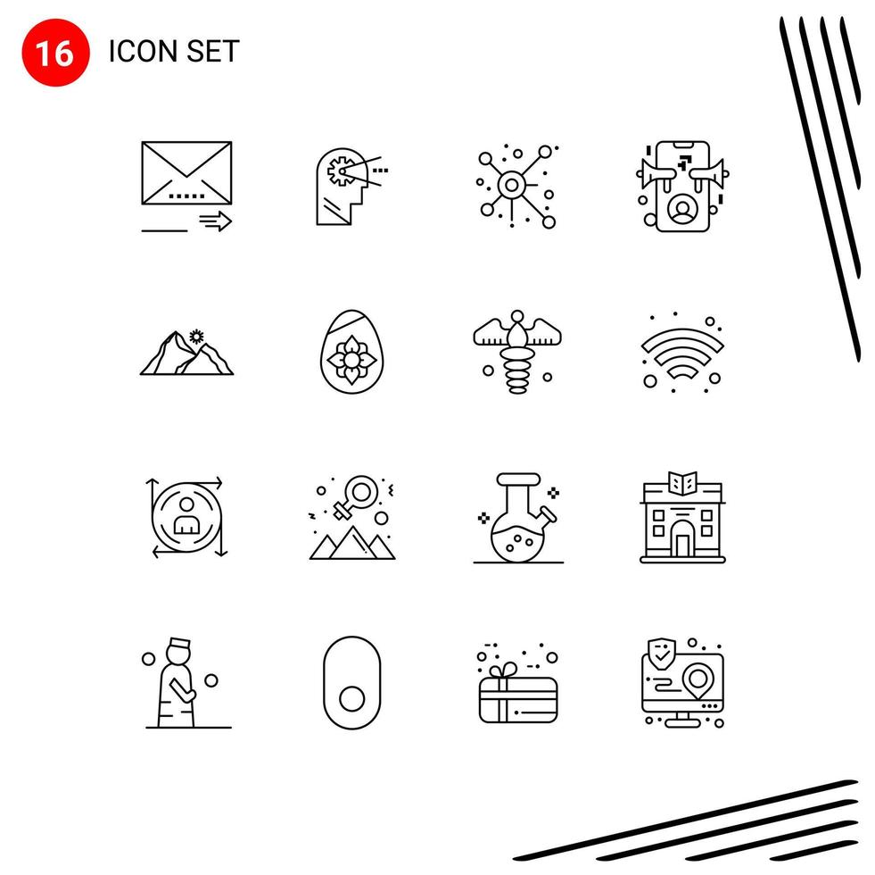 16 Creative Icons Modern Signs and Symbols of landscape online distribute marketing ad Editable Vector Design Elements