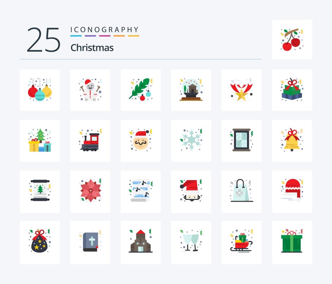paquete de iconos de color plano de navidad 25 que incluye caídos. casa. decoración. globo. Navidad vector