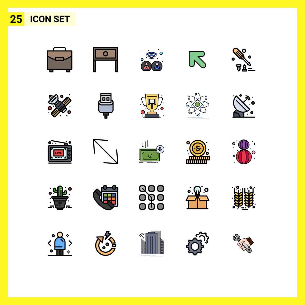 paquete de iconos vectoriales de stock de 25 signos y símbolos de línea para el equipo destornillador tabla flecha izquierda elementos de diseño vectorial editables vector