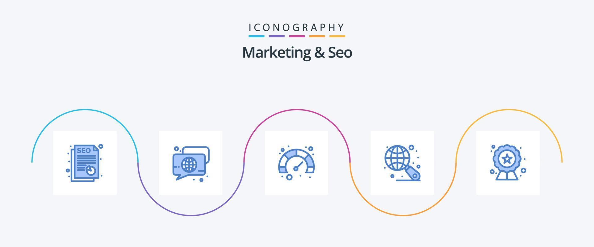 paquete de iconos de marketing y seo blue 5 que incluye calificación. SEO página. calidad. Internet vector