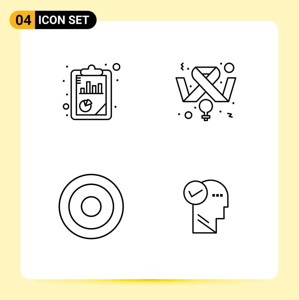 4 Thematic Vector Filledline Flat Colors and Editable Symbols of analysis interface seo analysis feminine user Editable Vector Design Elements