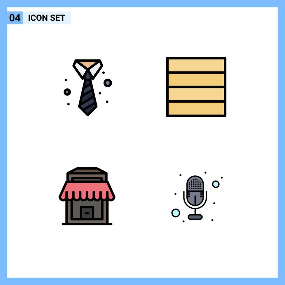 4 Creative Icons Modern Signs and Symbols of business mic clothing building voice Editable Vector Design Elements