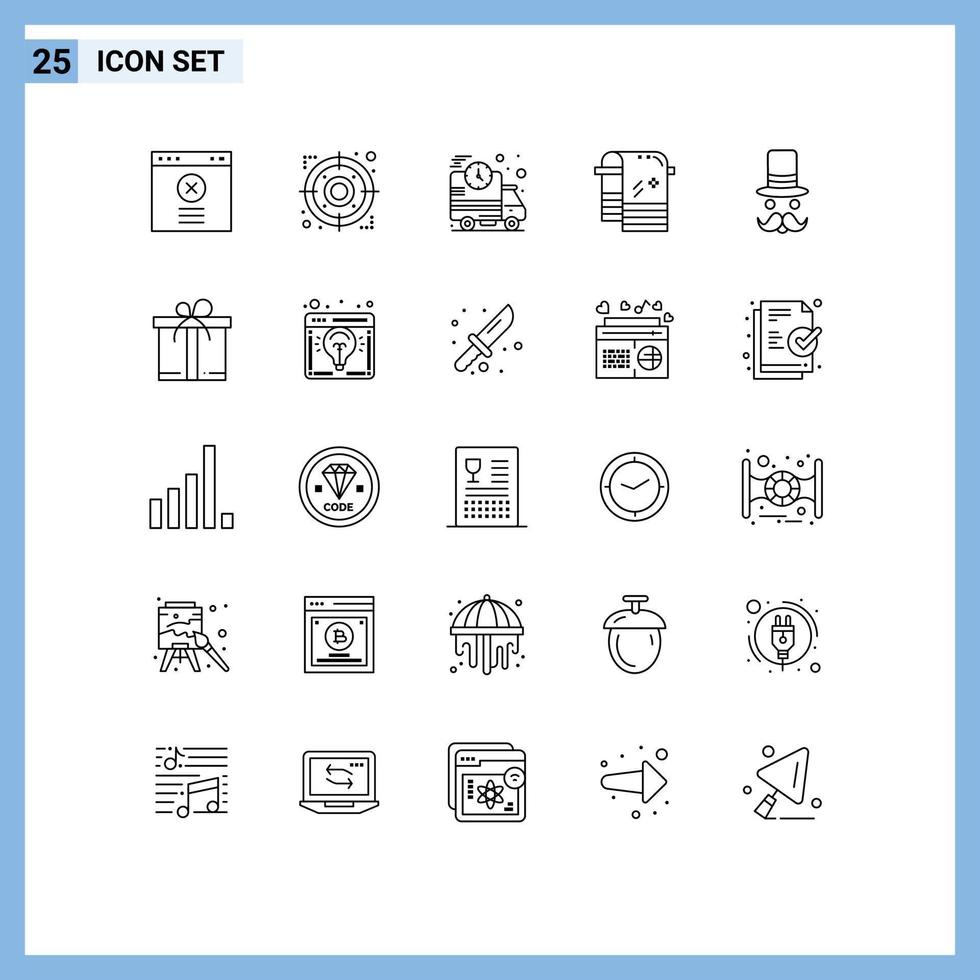 25 Creative Icons Modern Signs and Symbols of movember moustache delivery wiping dry Editable Vector Design Elements