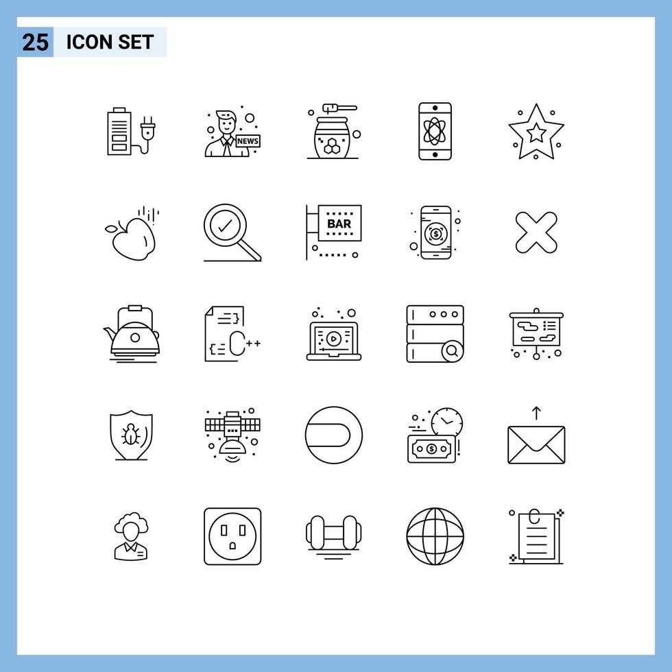 Universal Icon Symbols Group of 25 Modern Lines of favorite space beauty science relaxation Editable Vector Design Elements