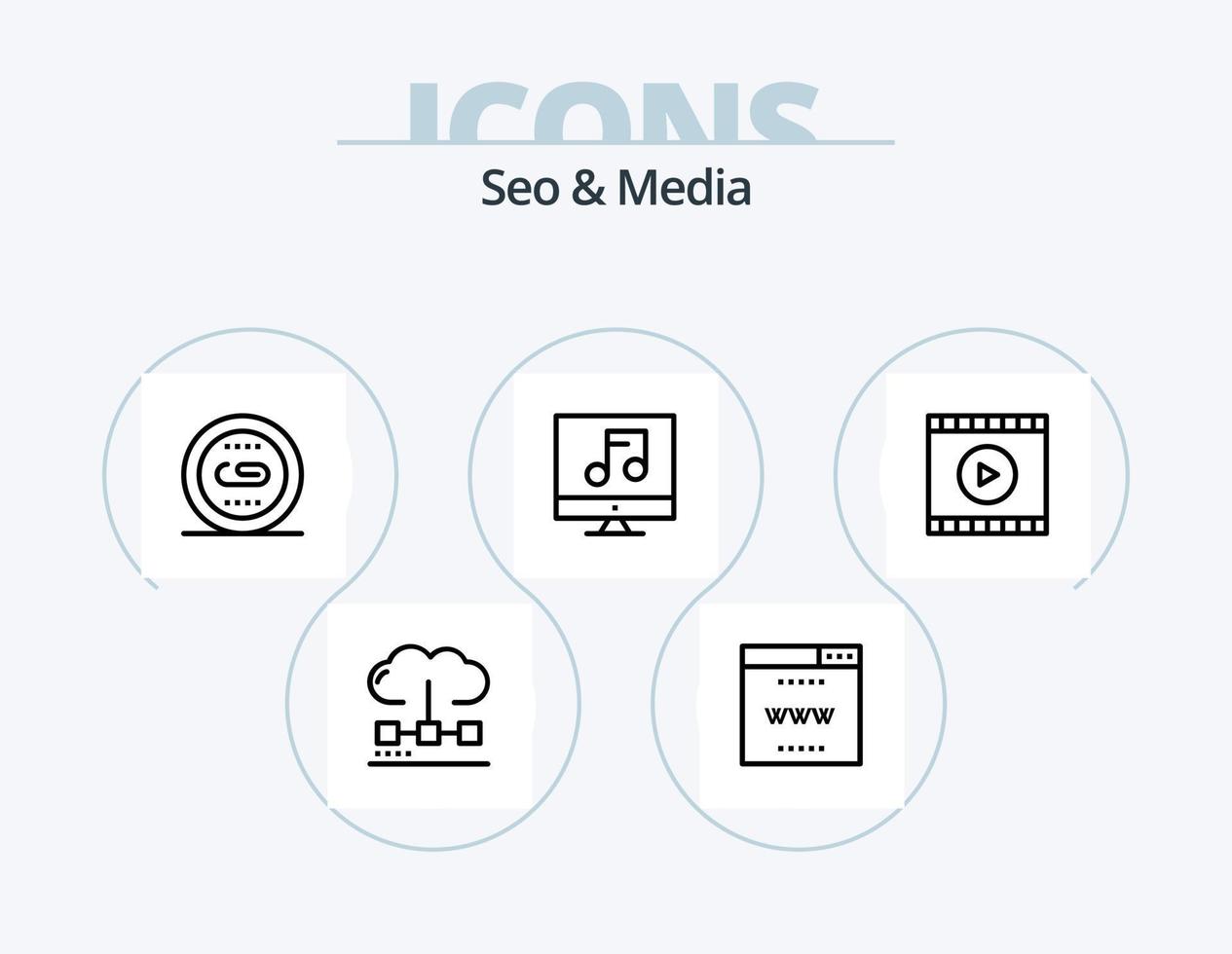 Seo and Media Line Icon Pack 5 Icon Design. engine. phone. communication. optimization. engine vector