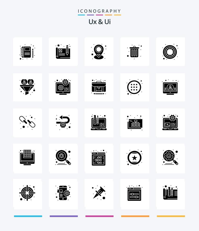 Creative Ux And Ui 25 Glyph Solid Black icon pack  Such As conversion. creative. pin. color. office vector