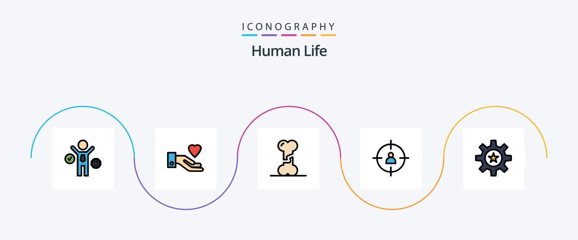 Human Line Filled Flat 5 Icon Pack Including resources. human. doctor. hr. management vector
