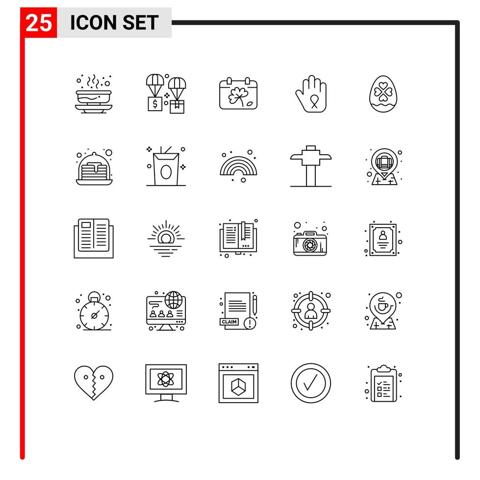 Group of 25 Modern Lines Set for awareness hand logistic stop day Editable Vector Design Elements