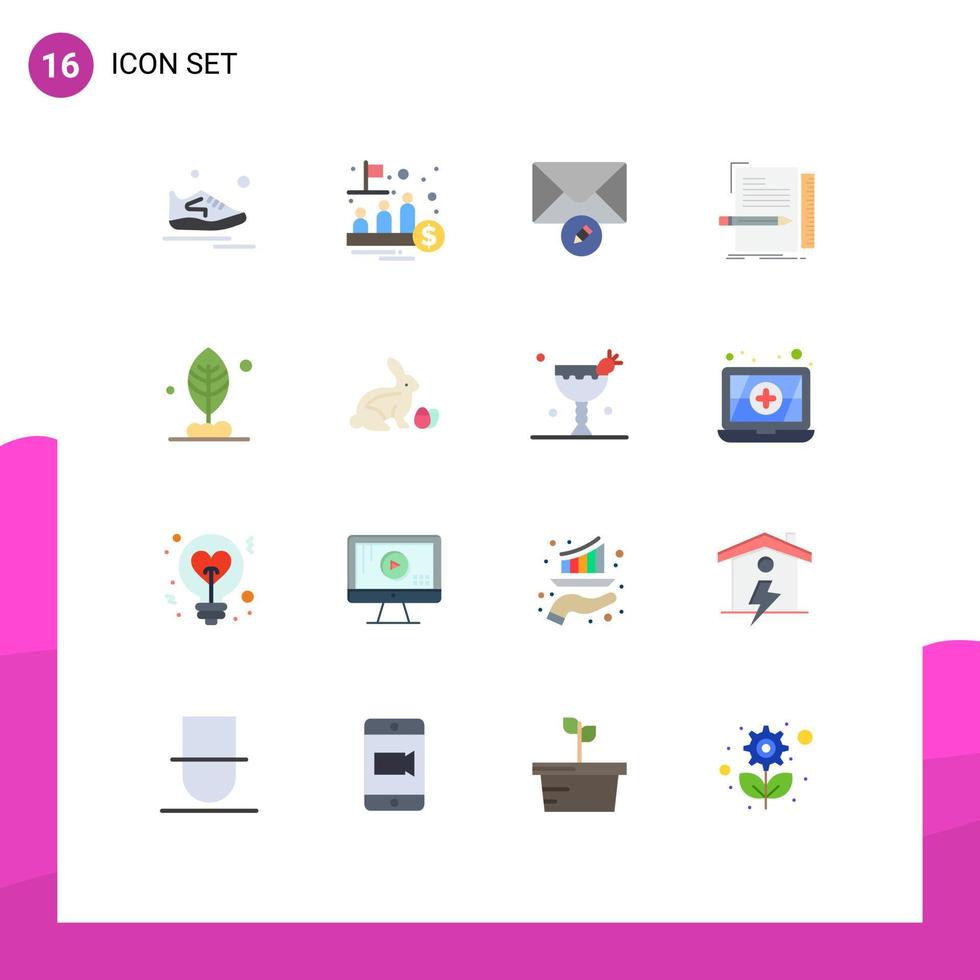 Pack of 16 creative Flat Colors of script file public coding write Editable Pack of Creative Vector Design Elements