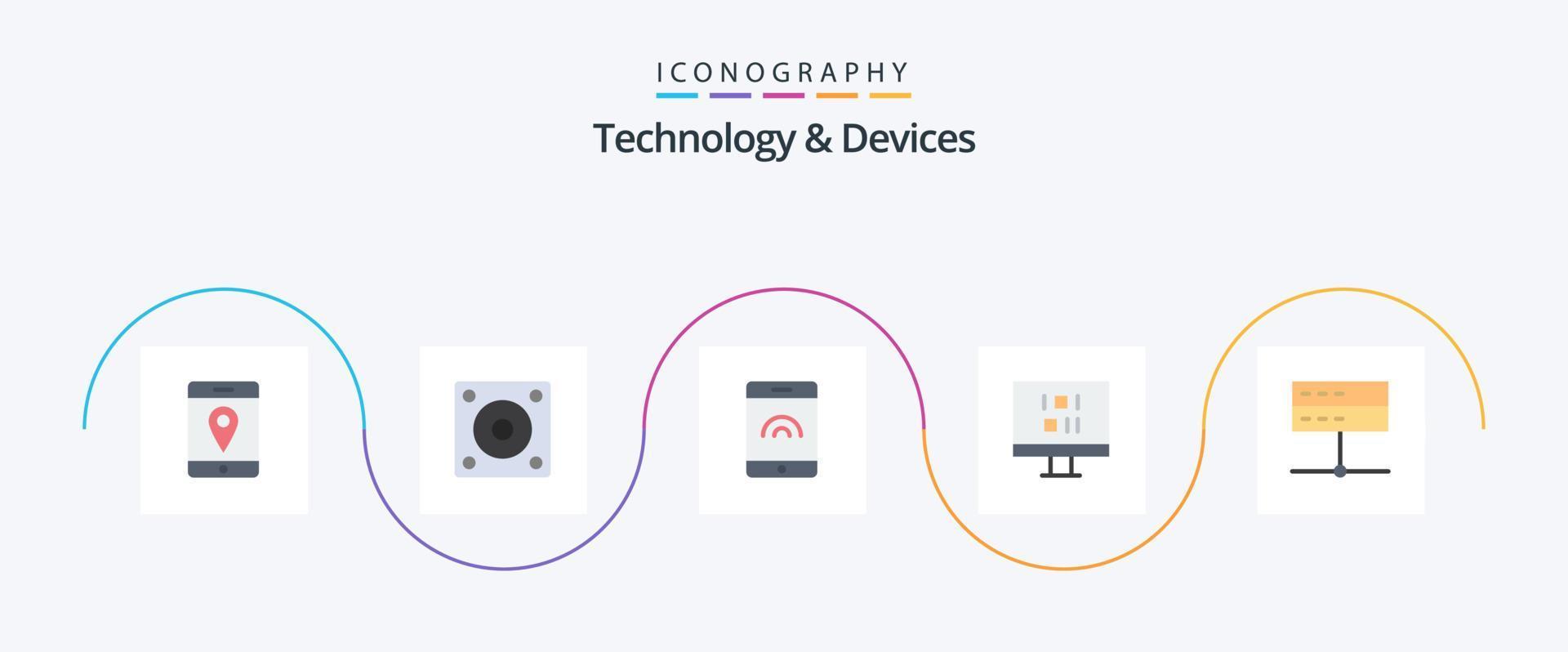 Devices Flat 5 Icon Pack Including . server. touch. devices. admin vector