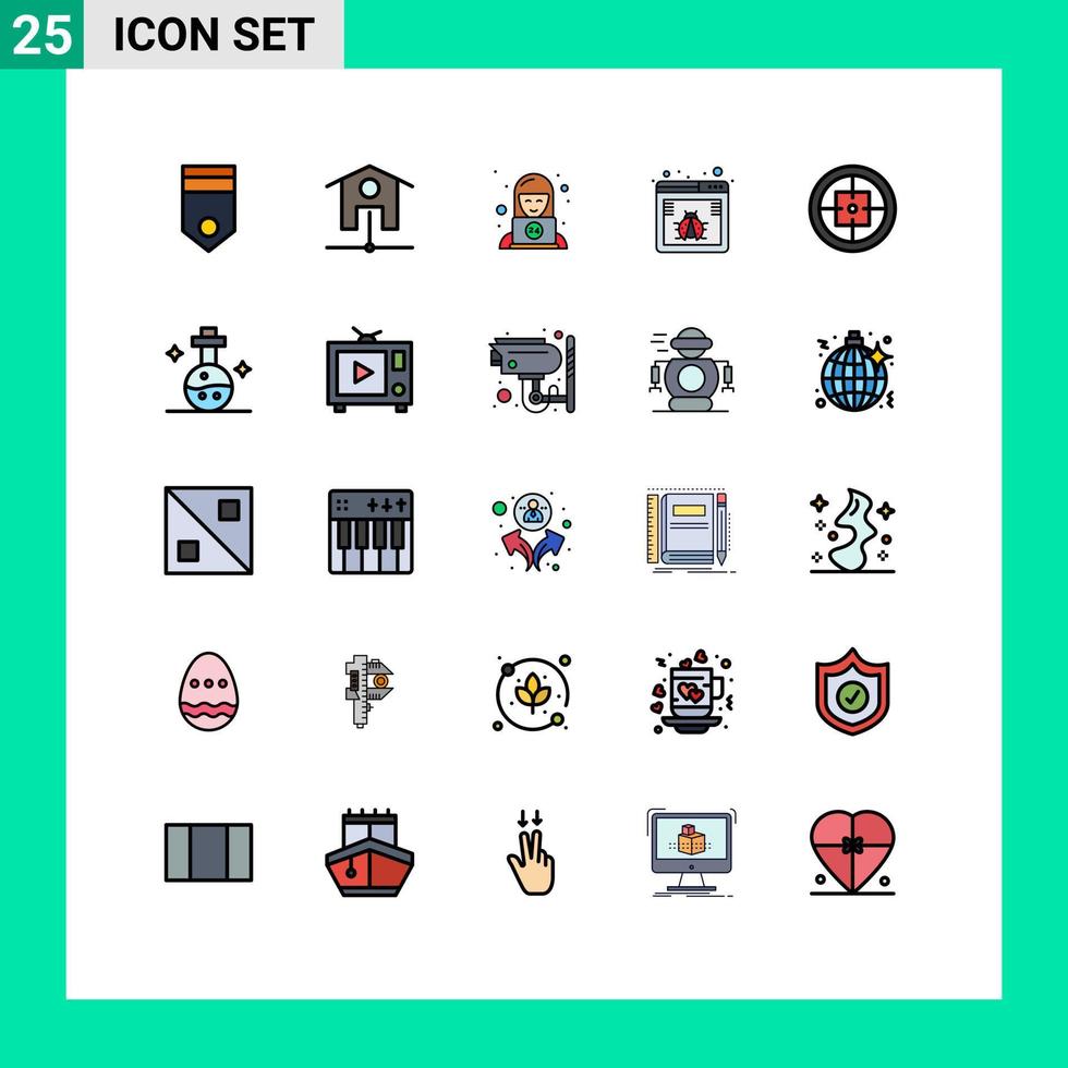 25 Creative Icons Modern Signs and Symbols of badge web customer virus browser Editable Vector Design Elements