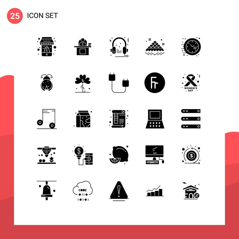 Set of 25 Modern UI Icons Symbols Signs for dish microphone person multimedia speaker Editable Vector Design Elements