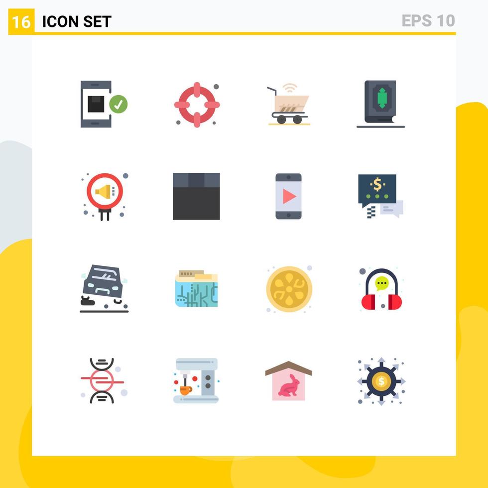 Pack of 16 Modern Flat Colors Signs and Symbols for Web Print Media such as management ramadhan trolly islam quran Editable Pack of Creative Vector Design Elements