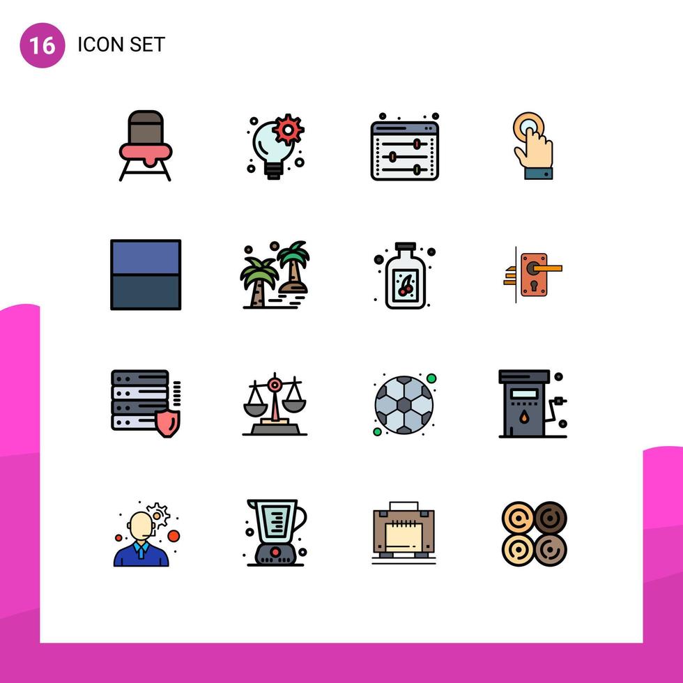 Editable Vector Line Pack of 16 Simple Flat Color Filled Lines of layout grid web options technology touchscreen Editable Creative Vector Design Elements
