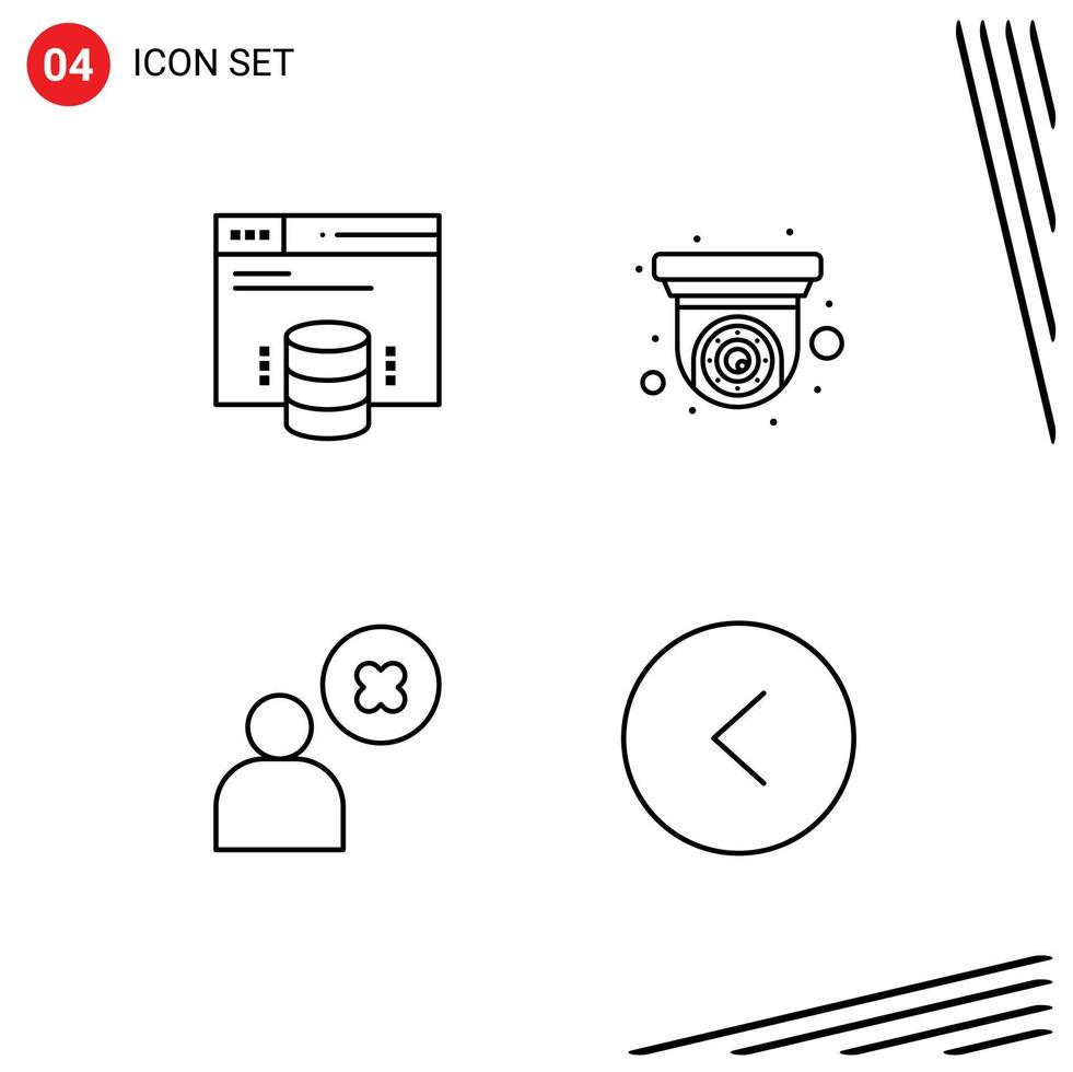 paquete de iconos de vectores de stock de 4 signos y símbolos de línea para el sitio web de alojamiento eliminar elementos de diseño de vectores editables del usuario de seguridad web del usuario