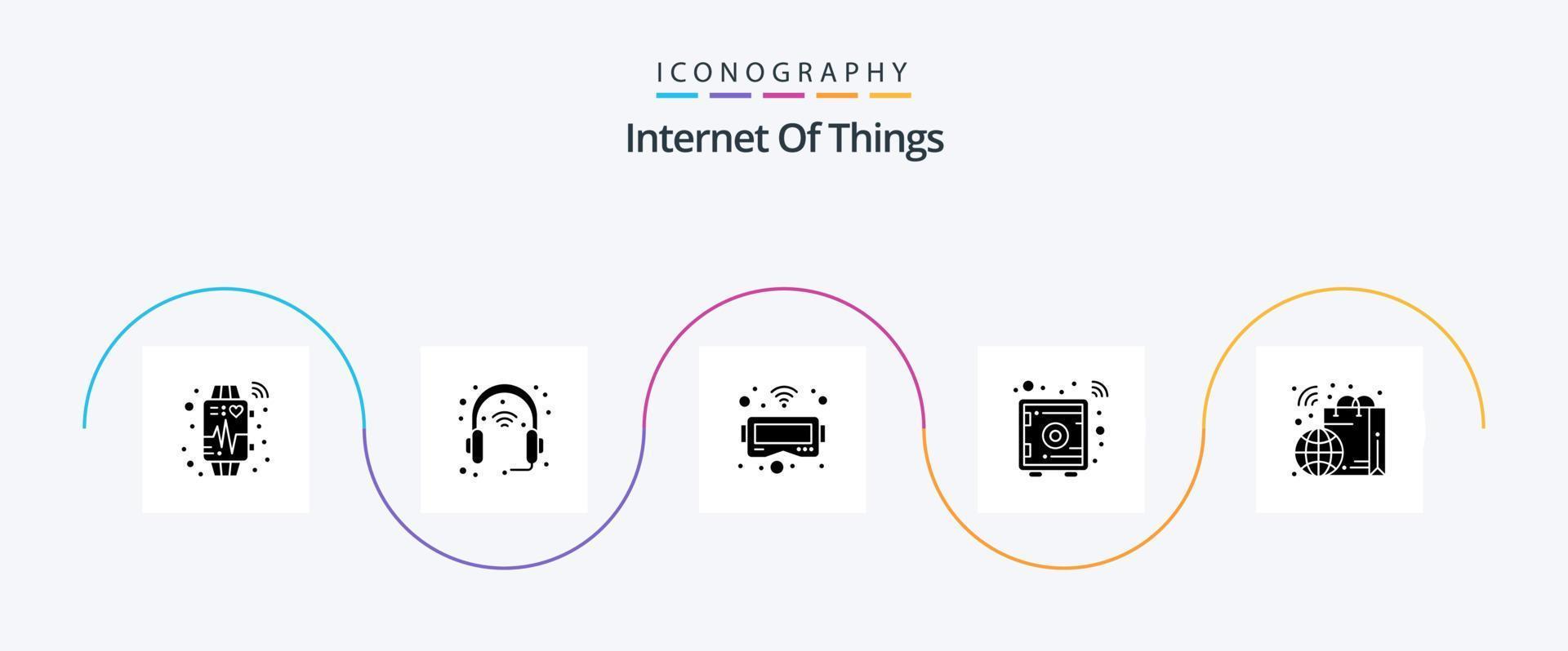 Internet Of Things Glyph 5 Icon Pack Including retail. safe box. set. locker. smart vector