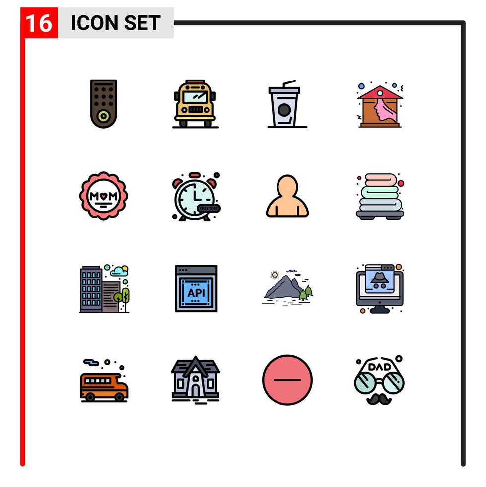 conjunto de 16 iconos de interfaz de usuario modernos símbolos signos para temporizador madre bebida amor techo elementos de diseño de vectores creativos editables