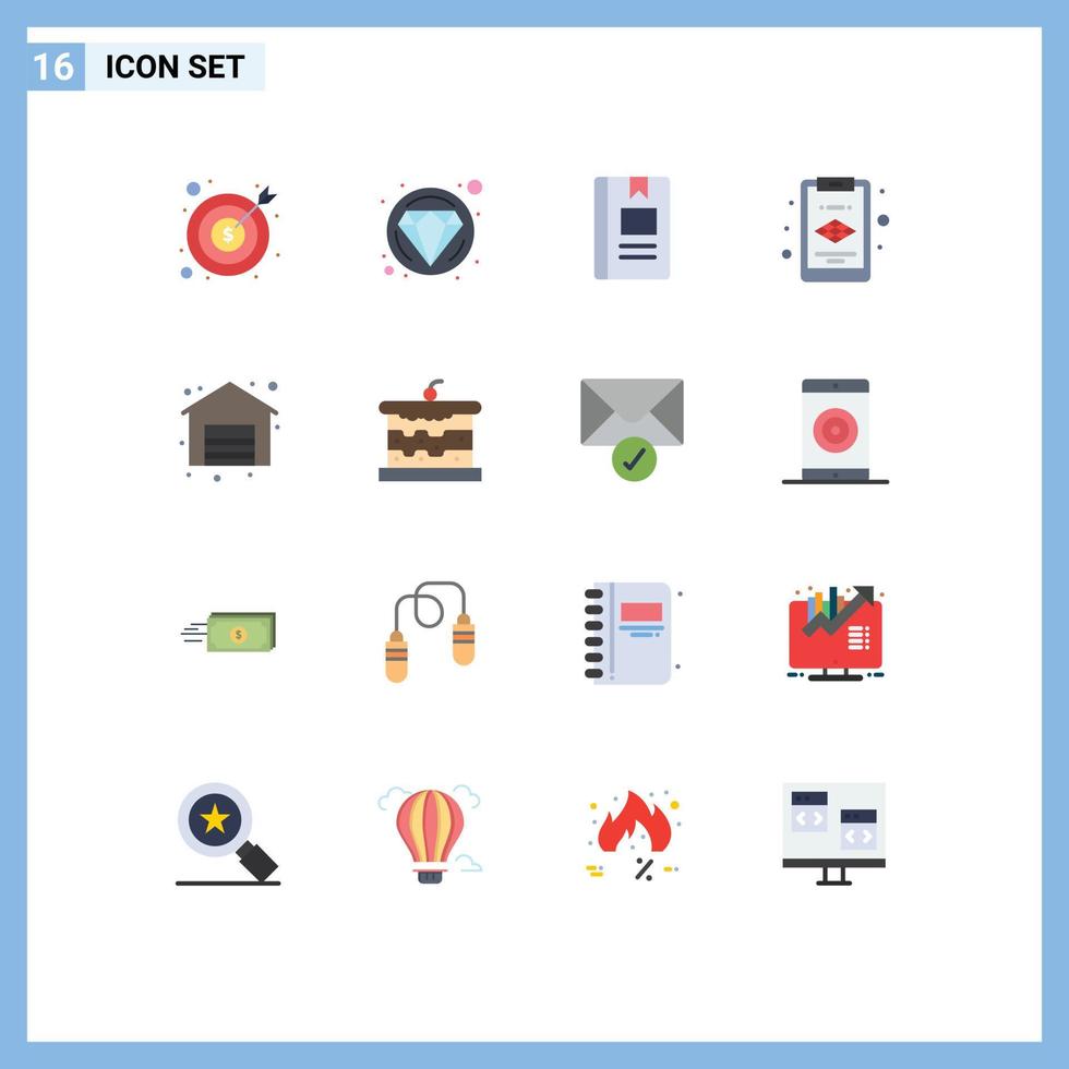 Universal Icon Symbols Group of 16 Modern Flat Colors of sale shop book layer reading Editable Pack of Creative Vector Design Elements