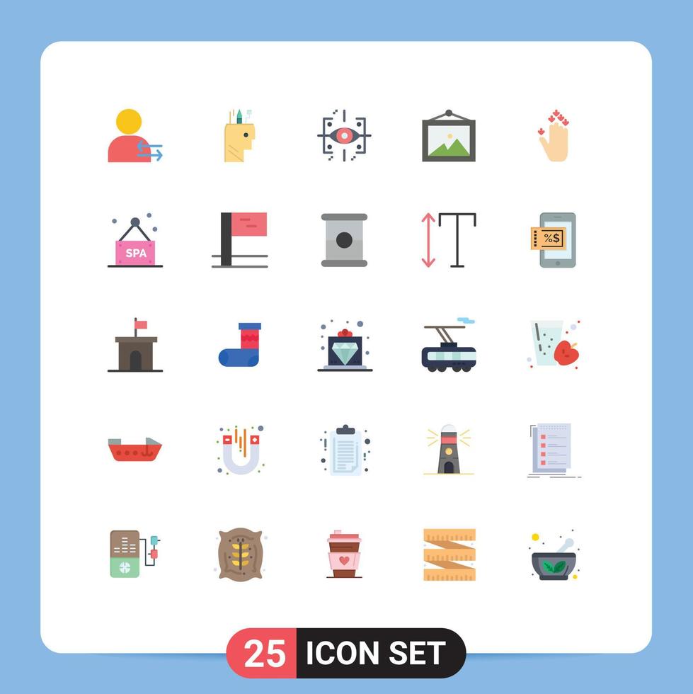 User Interface Pack of 25 Basic Flat Colors of arrow gesture advanced wall photo Editable Vector Design Elements
