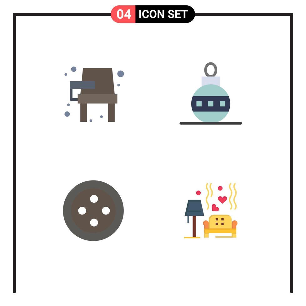 Set of 4 Vector Flat Icons on Grid for chair sew learning easter lump Editable Vector Design Elements