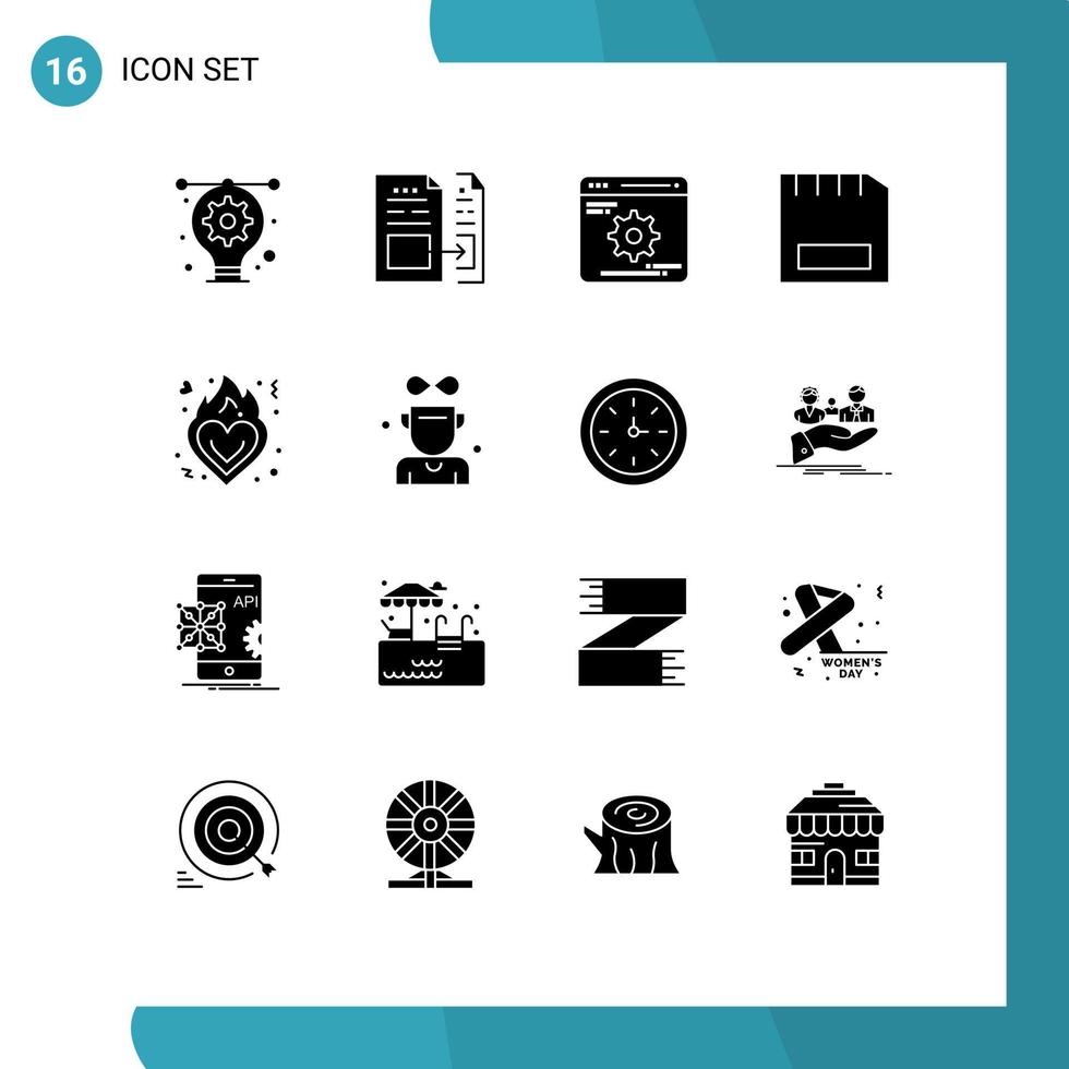 Modern Set of 16 Solid Glyphs Pictograph of hardware devices invoice computers optimization Editable Vector Design Elements