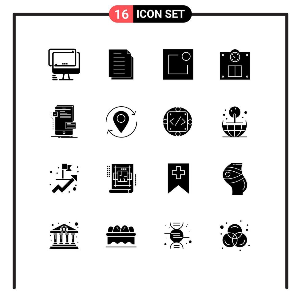 User Interface Pack of 16 Basic Solid Glyphs of interface weight files scales notification Editable Vector Design Elements
