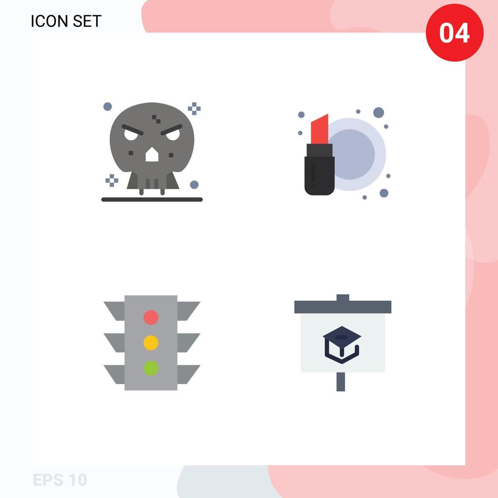 4 Creative Icons Modern Signs and Symbols of bones traffic skull cosmetics navigation Editable Vector Design Elements