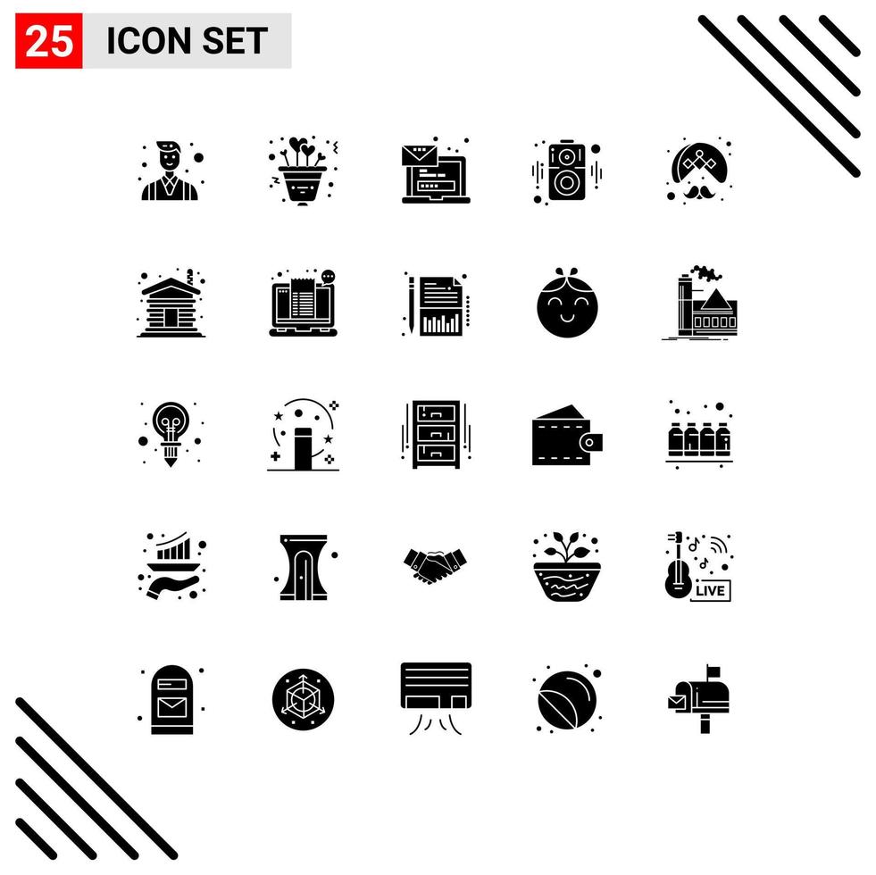 25 Solid Glyph concept for Websites Mobile and Apps man speaker computer loudspeaker login Editable Vector Design Elements