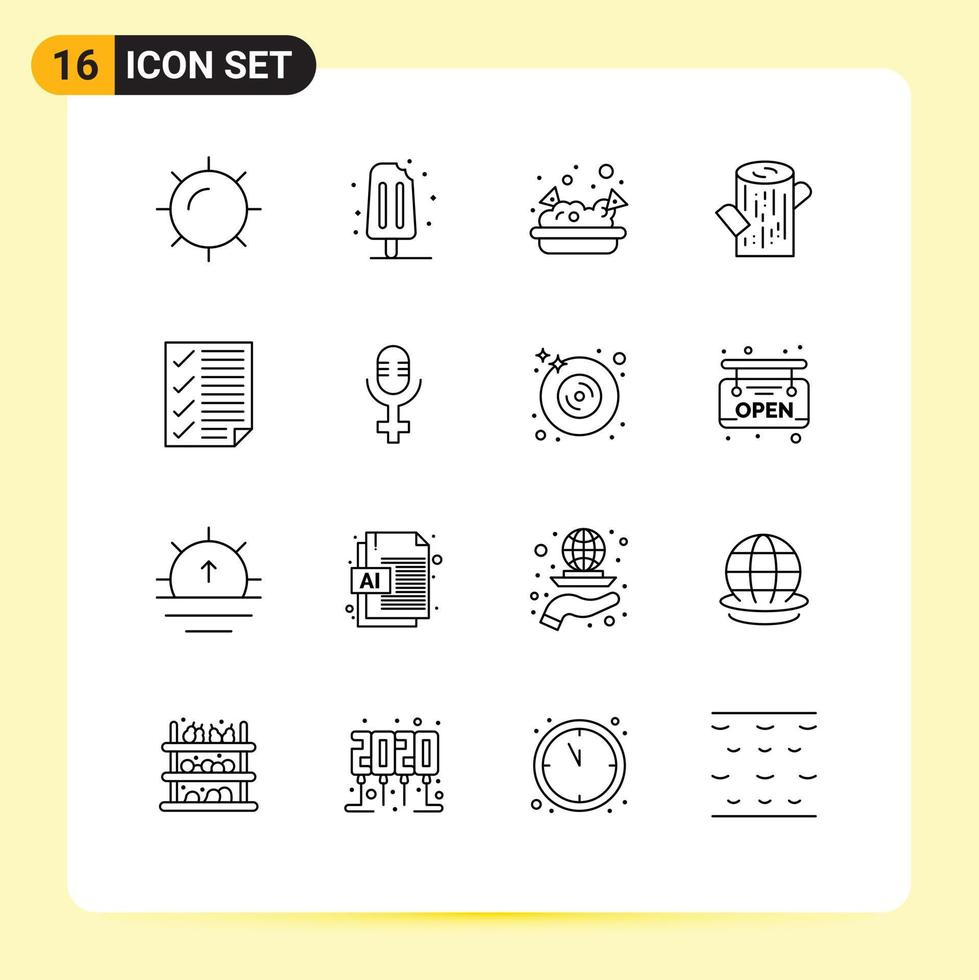 16 Thematic Vector Outlines and Editable Symbols of report document junk data wood Editable Vector Design Elements