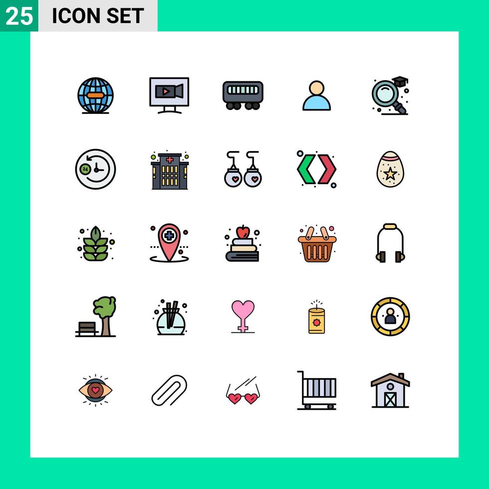 25 Creative Icons Modern Signs and Symbols of clock find passenger education mane Editable Vector Design Elements